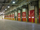 Plastic Bollard covers at a large warehouse