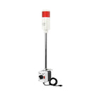 Red pole-mounted industrial signal with 2-position switch on a white background.