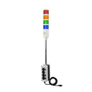 Four-color pole-mounted industrial signal with 2-position switch on a white background; Red-Amber-Green.