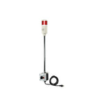 Red pole-mounted industrial signal with 3-position switch on a white background.