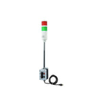 Two-position pole-mounted industrial signal with 2-position switch on a white background; Red-Green.