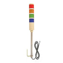 Colorful striped rod with a metal probe and cable on a white background