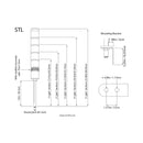 Technical drawing of a cylindrical component with dimensions and specifications.