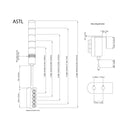 Black on white technical drawing with dimensions depicted.
