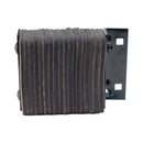 Metal bracket with padded bumper on a white background.