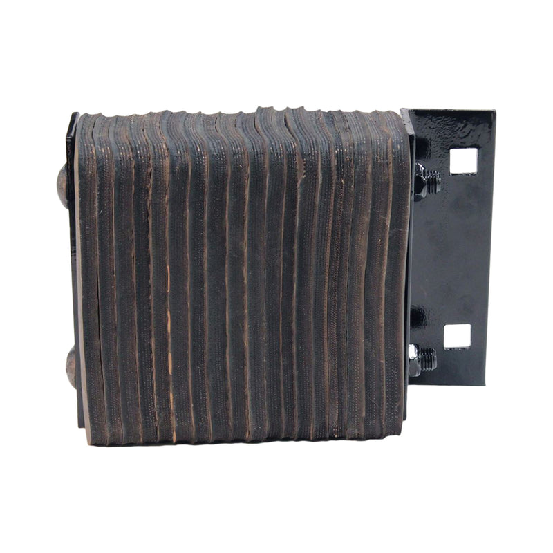 Metal bracket with padded bumper on a white background.