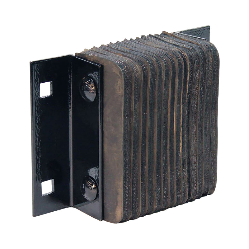 Metal bracket with padded bumper on a white background.