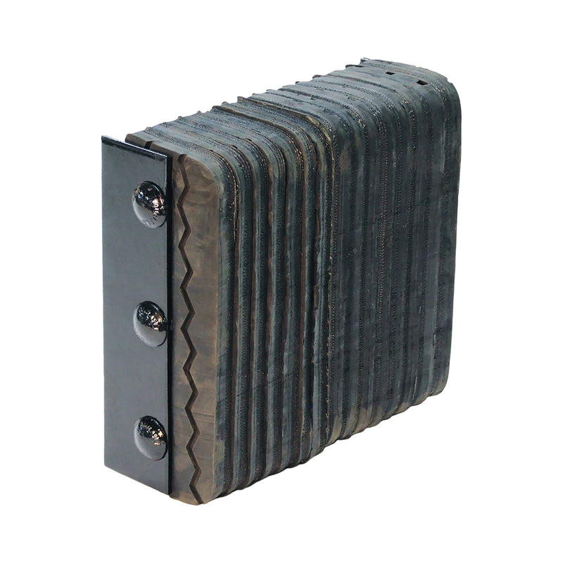 Metal bracket with padded bumper on a white background.