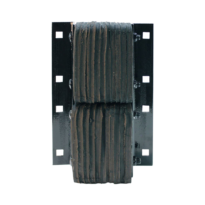 Metal bracket with padded bumper on a white background.