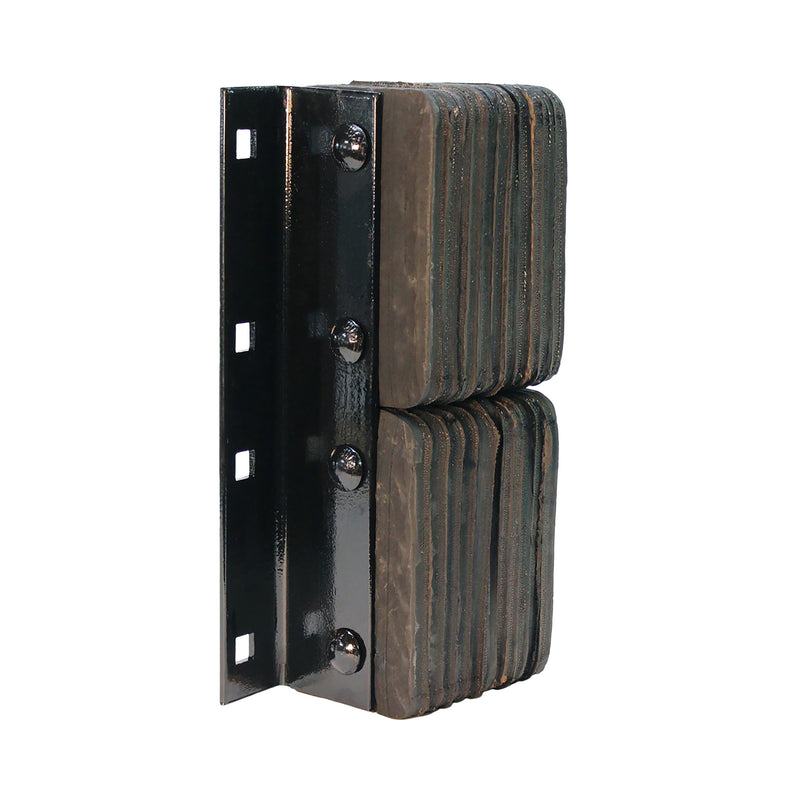 Metal bracket with padded bumper on a white background.