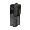 Metal bracket with padded bumper on a white background.