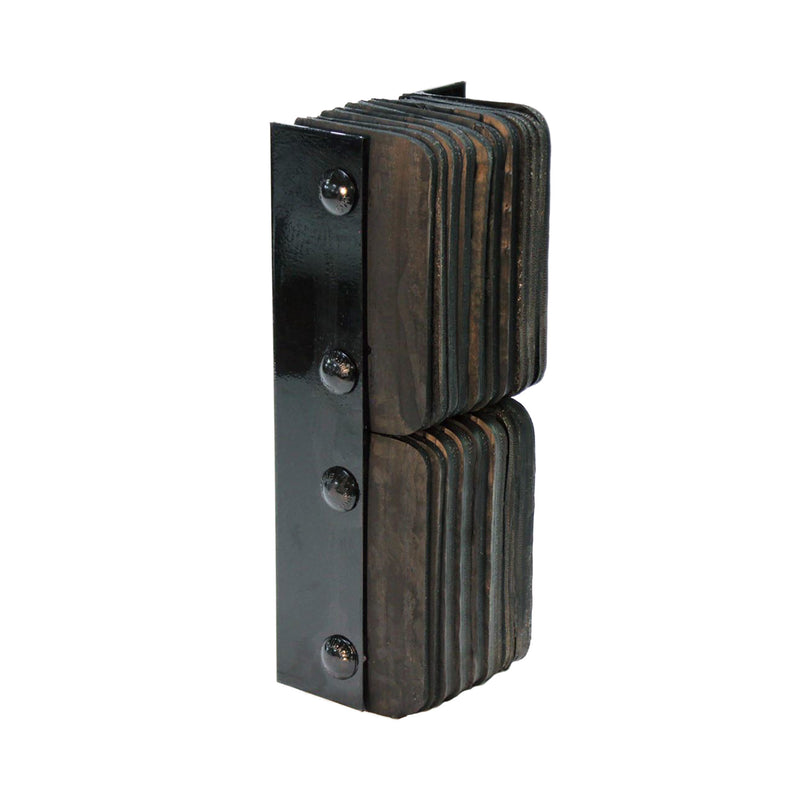 Metal bracket with padded bumper on a white background.