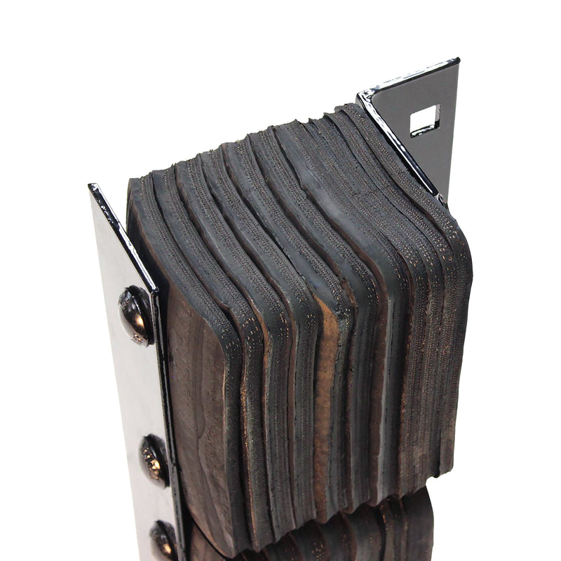 Metal bracket with padded bumper on a white background.