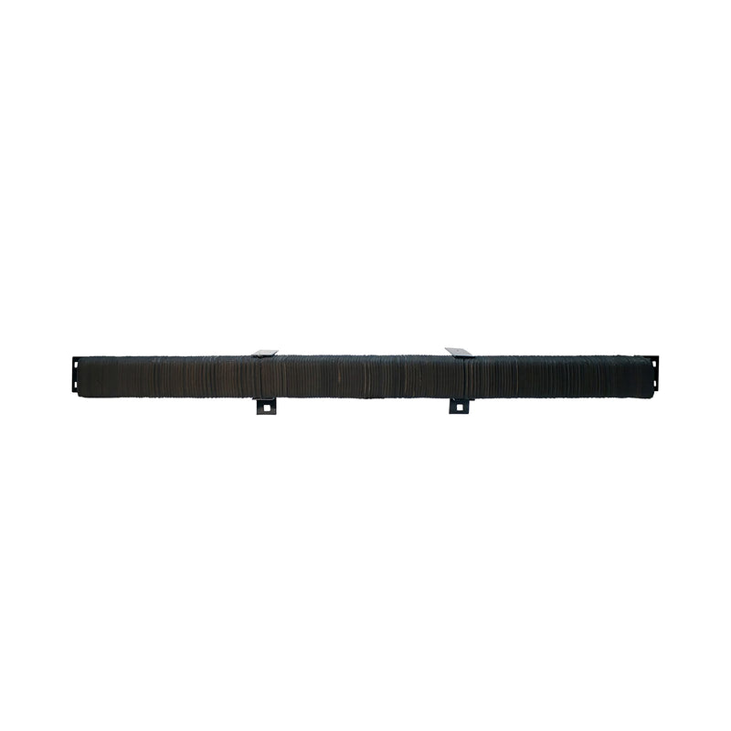 Black metal bumper with pads and brackets on a white background.