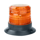 Large amber strobe with black base on a white background.