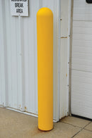 Plastic bollard cover on a bollard