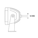 Black on white wiring diagram depicting voltage and positive and negative ready-to-wire power cord.