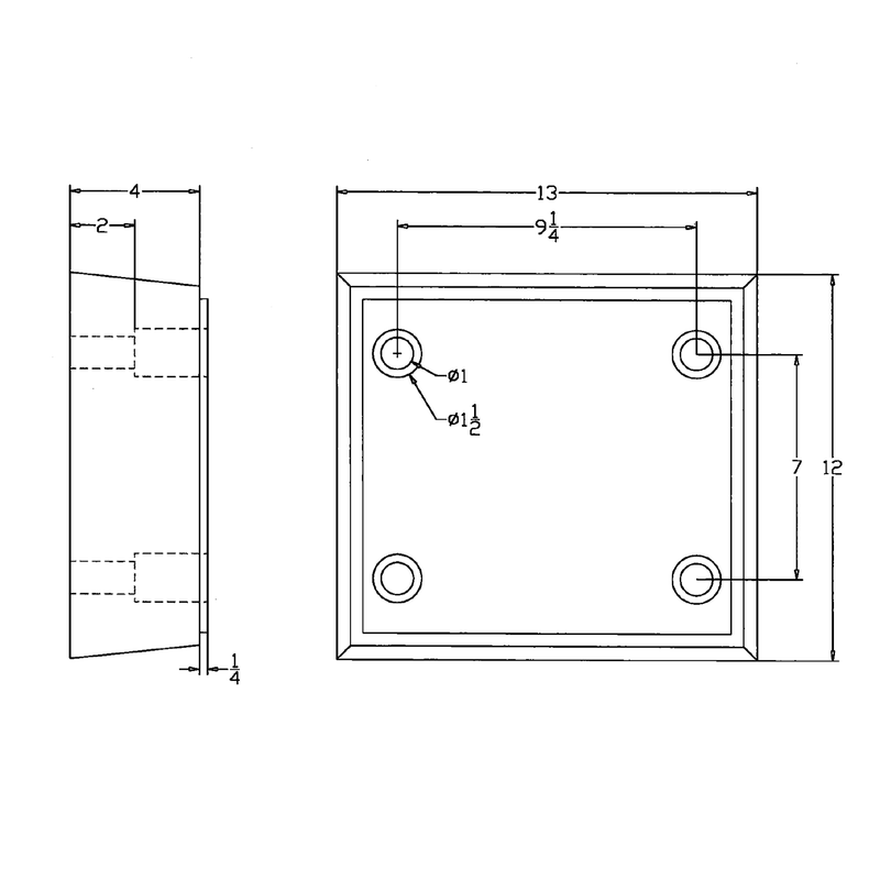 Black on white technical drawing with dimensions.